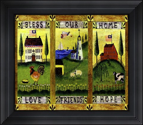Framed Bless our Home Love Friends Hope Lang Print