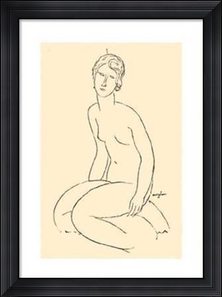 Framed Seated Nude Woman Print