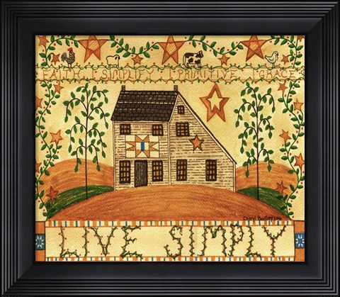 Framed Live Simply Folk Art Print