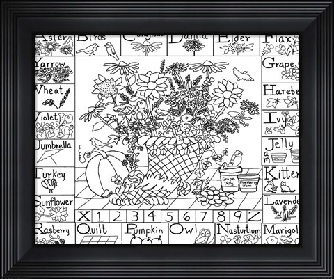 Framed Cornucopia Floral Sampler Print