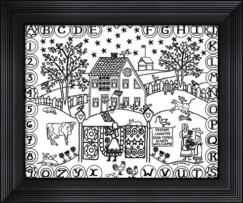 Framed Penny Rug Lady Print