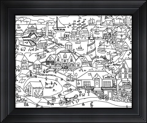 Framed Seaside Village Print