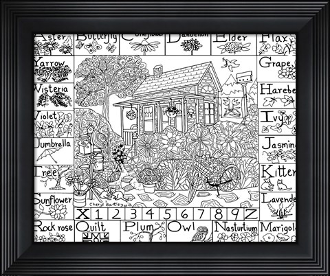 Framed Down the Garden Path Folk Art Print