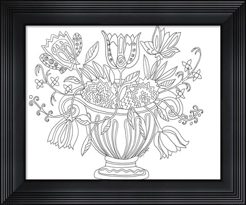 Framed Basket of Flowers Print