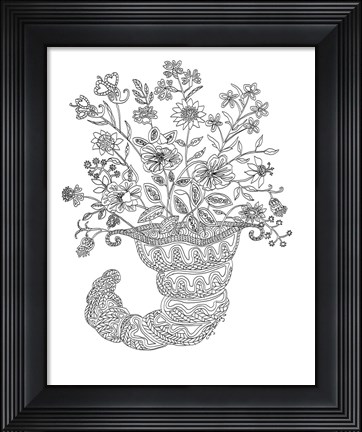 Framed Cornicopia Basket Outline Print