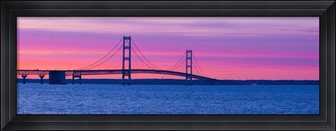 Framed Mackinac Bridge at Sunset, Michigan Print