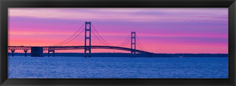 Framed Mackinac Bridge at Sunset, Michigan Print