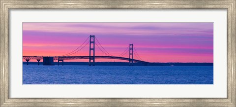 Framed Mackinac Bridge at Sunset, Michigan Print