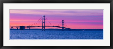 Framed Mackinac Bridge at Sunset, Michigan Print