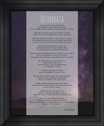Framed Desiderata Night Sky Print