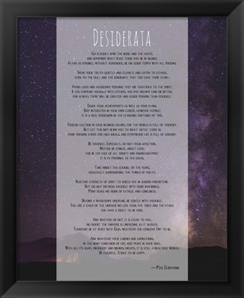 Framed Desiderata Night Sky Print