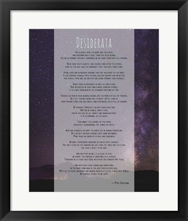 Framed Desiderata Night Sky Print