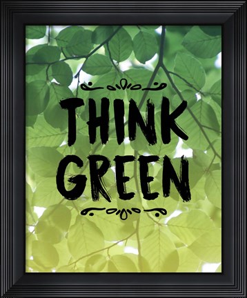 Framed Think Green Ombre Leaves Print