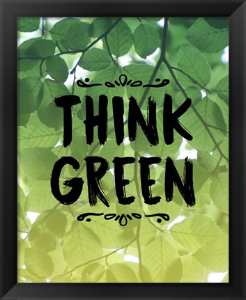 Framed Think Green Ombre Leaves Print