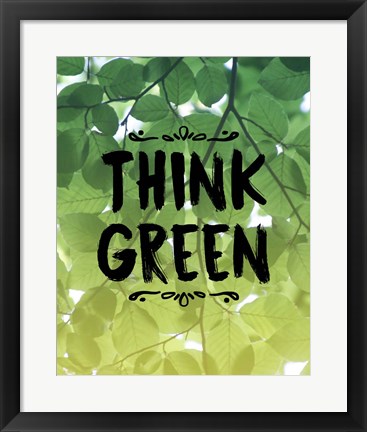 Framed Think Green Ombre Leaves Print