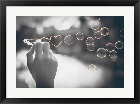 Framed Pop of Color Rainbow Love Bubbles Print