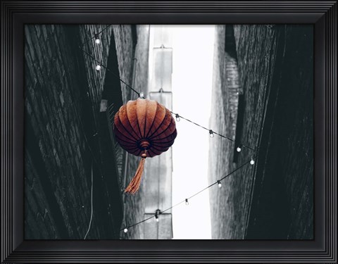 Framed Pop of Color Orange Lantern Print