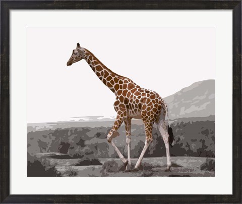 Framed Pop of Color Lone Giraffe Print
