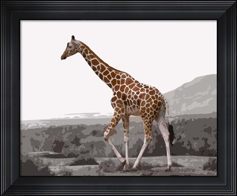 Framed Pop of Color Lone Giraffe Print