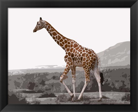 Framed Pop of Color Lone Giraffe Print