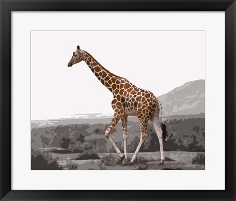 Framed Pop of Color Lone Giraffe Print