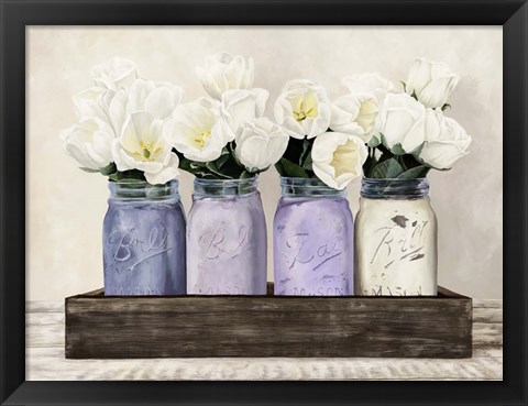 Framed Tulips in Mason Jars Print