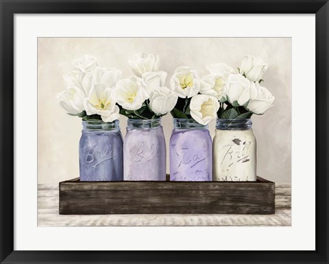 Framed Tulips in Mason Jars Print