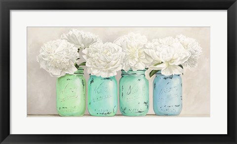 Framed Peonies in Mason Jars (detail) Print