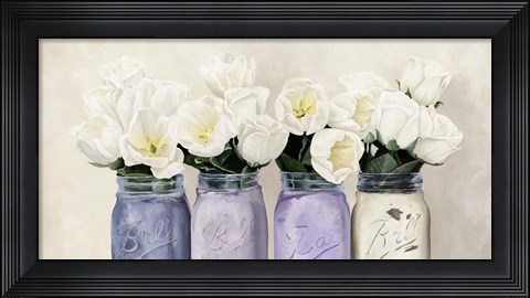 Framed Tulips in Mason Jars (detail) Print