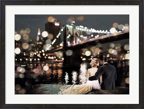 Framed Kissing in a NY Night Print