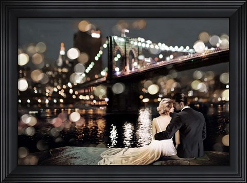 Framed Kissing in a NY Night Print