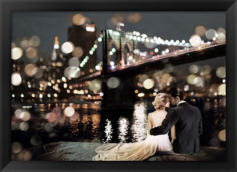 Framed Kissing in a NY Night Print