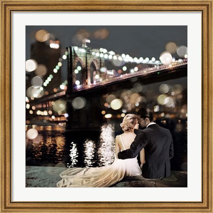 Framed Kissing in a NY Night (detail) Print