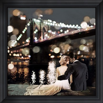 Framed Kissing in a NY Night (detail) Print