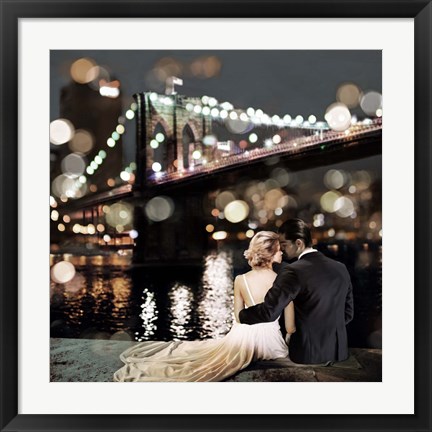 Framed Kissing in a NY Night (detail) Print