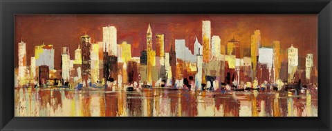 Framed Manhattan al Tramonto Print