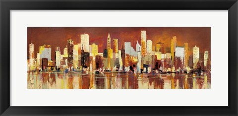 Framed Manhattan al Tramonto Print