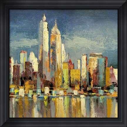 Framed Manhattan Aqua (detail) Print