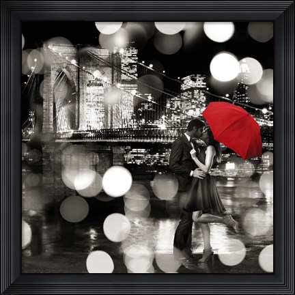 Framed Kiss in the Night (BW detail) Print
