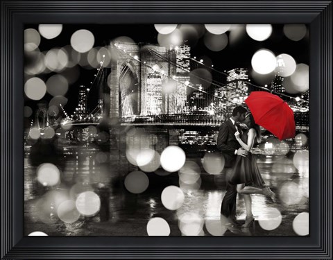 Framed Kiss in the Night (BW) Print