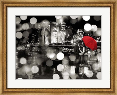 Framed Kiss in the Night (BW) Print