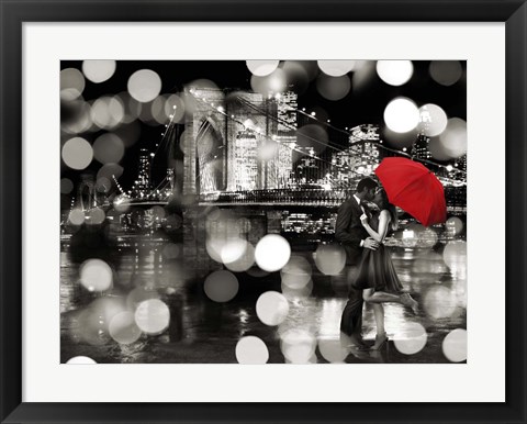 Framed Kiss in the Night (BW) Print