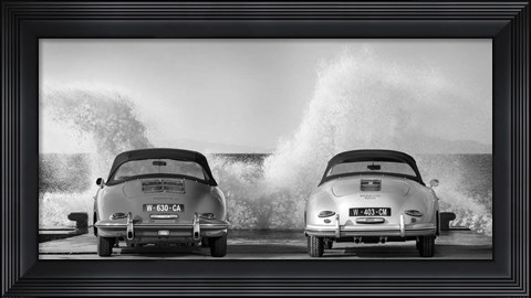 Framed Ocean Waves Breaking on Vintage Beauties (BW) Print