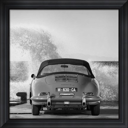 Framed Ocean Waves Breaking on Vintage Beauties (BW detail 1) Print