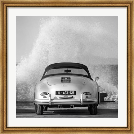 Framed Ocean Waves Breaking on Vintage Beauties  (BW detail 2) Print