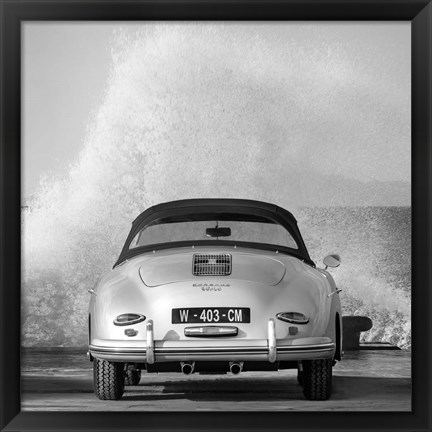 Framed Ocean Waves Breaking on Vintage Beauties  (BW detail 2) Print