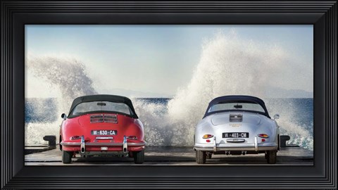 Framed Ocean Waves Breaking on Vintage Beauties Print