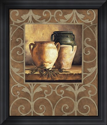 Framed Vases with Olives Print