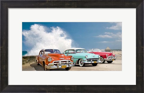 Framed Cars in Avenida de Maceo, Havana, Cuba Print