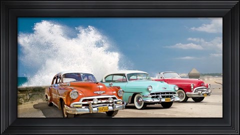Framed Cars in Avenida de Maceo, Havana, Cuba Print